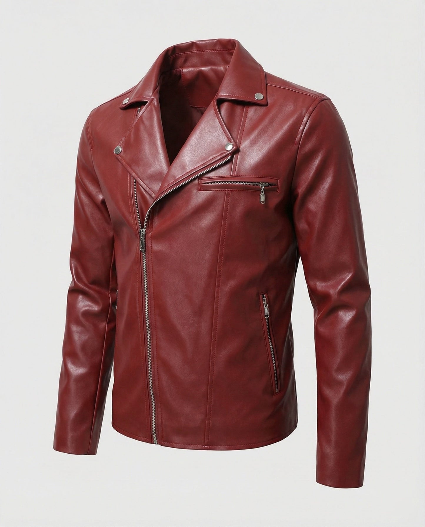 Lederjacke Herren Biker Style Schwarz Mit Nieten
