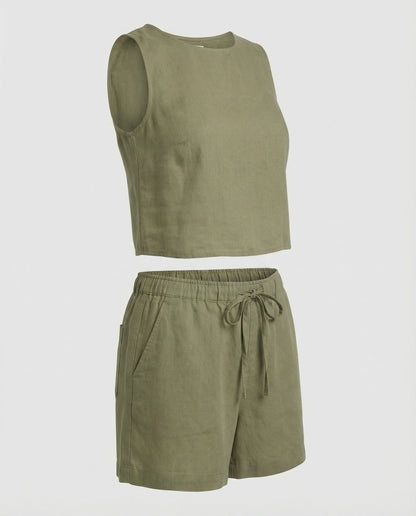 Damen Zweiteiler Kurzoberteil Sommer Set