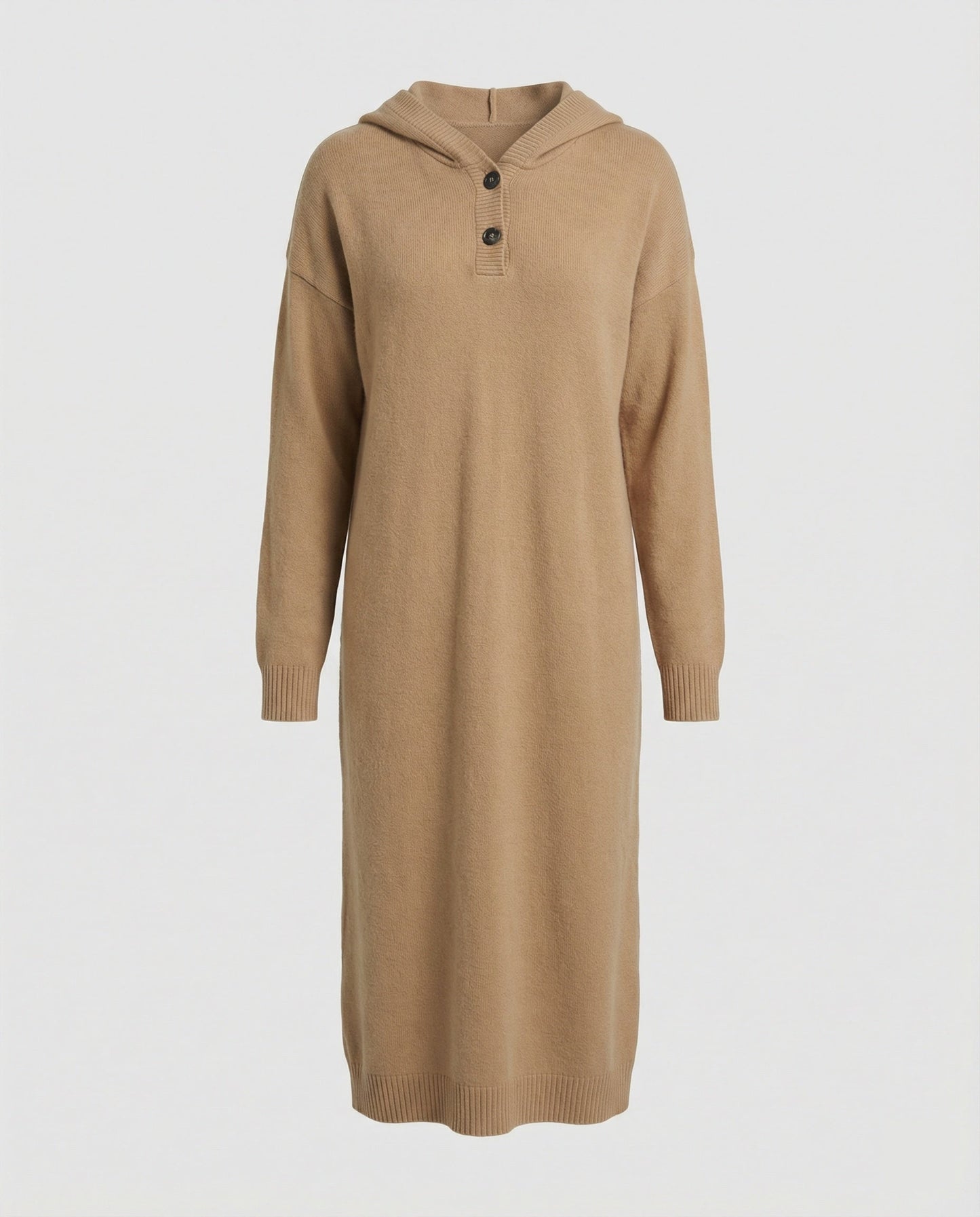 Damen Hoodie-Kleid Weich Kapuzenkleid mit Knöpfen Damenmode