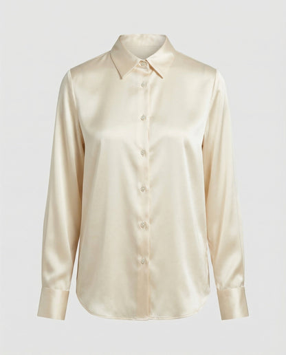 Damen Bluse Satin Elegant Lockerer Schnitt