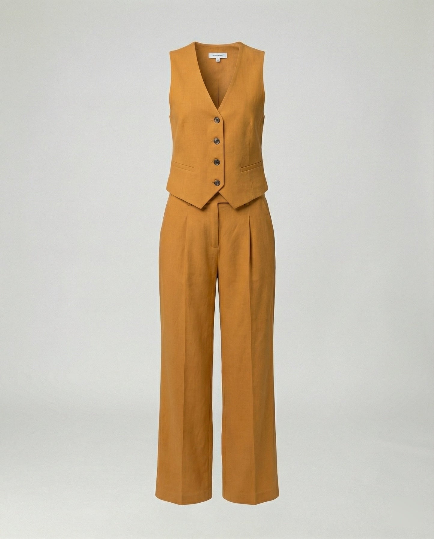 Baumwoll Leinen Weste Langhosen Set Damen