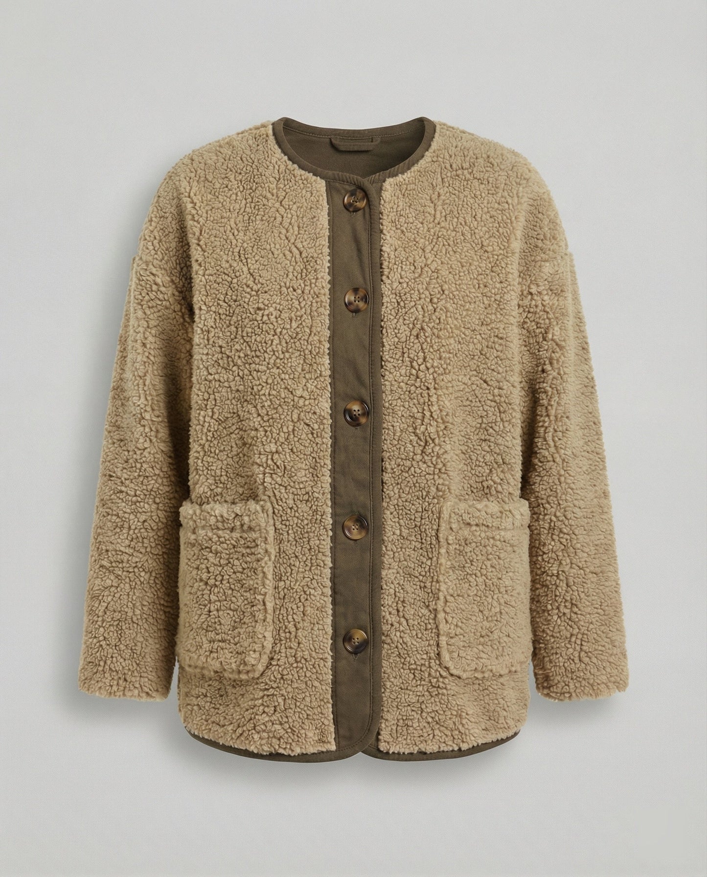 Damen Winterjacke Warm Sherpa Fleece Jacke Langarm