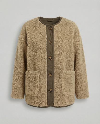 Damen Winterjacke Warm Sherpa Fleece Jacke Langarm