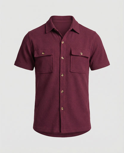Herren Hemd Kurzarm Strukturstoff Modern