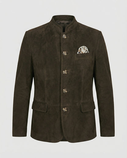 Herren Lederjacke Suede Optik mit Metallknöpfen - BerlinGlamour