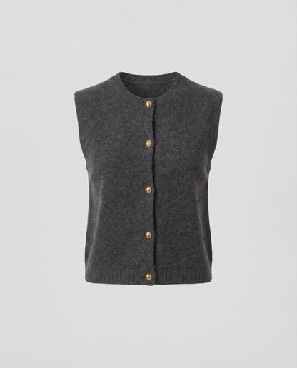 Damen Strickweste Elegante Knopfverschluss Modern
