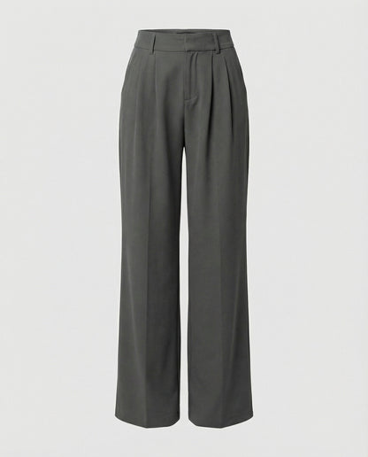 Elegante Damen Bundfaltenhose Slim Fit