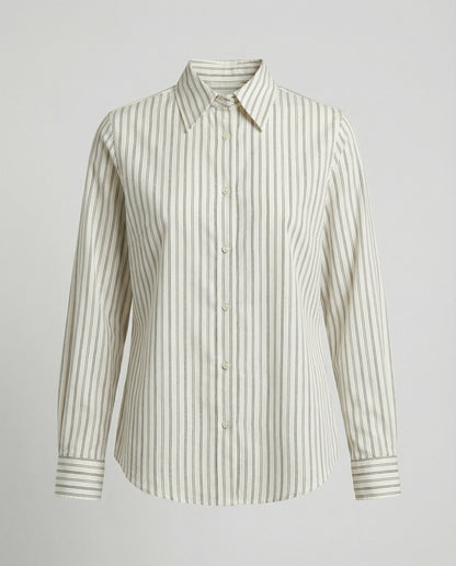 Damen Bluse Streifenmuster Knöpfe Elegante