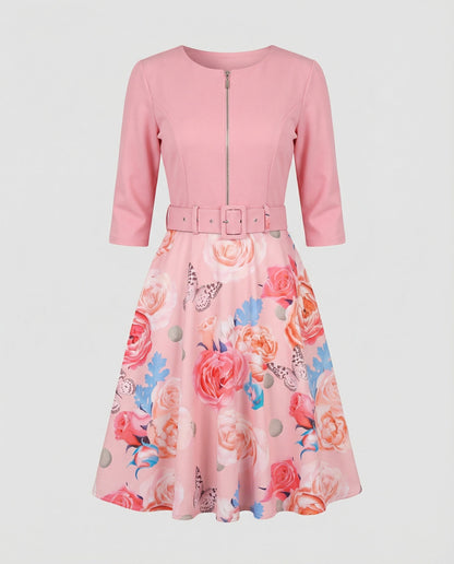Damen Kleid A-Linie Tailliert Floral Modern