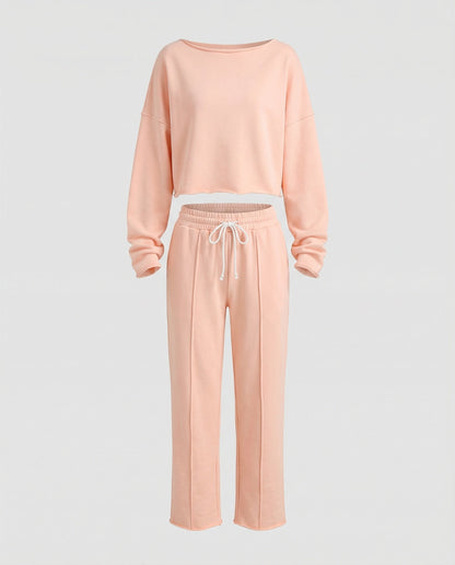 Damen Sweatshirt Set Bequem Weite Hose Casual