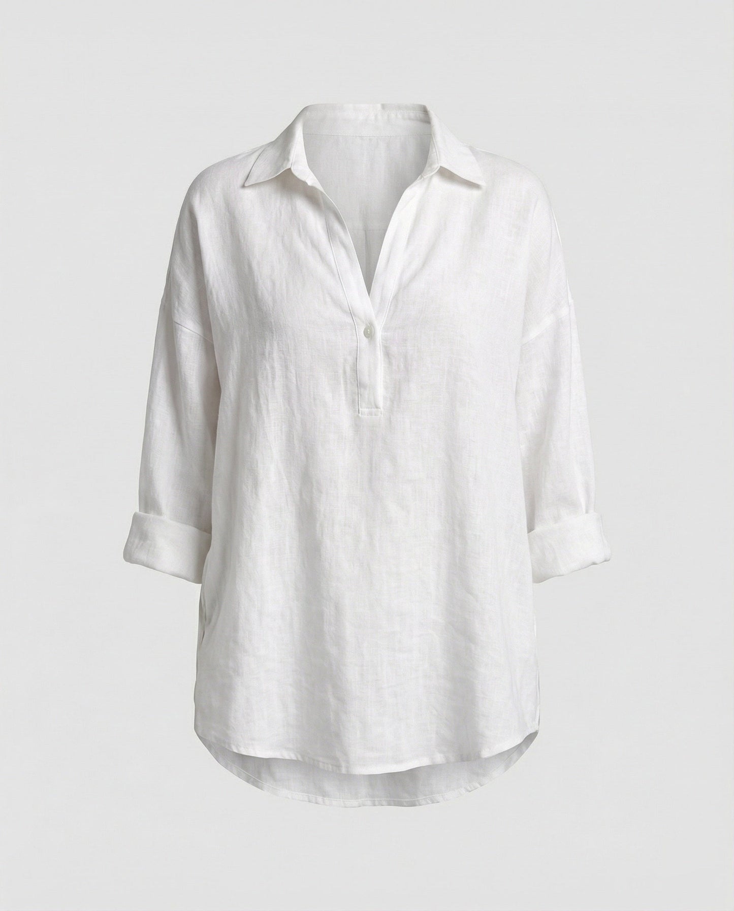 Damen Leinenbluse Elegante Knopfleiste Sommer