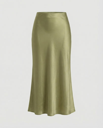 Damen Maxikleid aus Satin Glatt Elegant