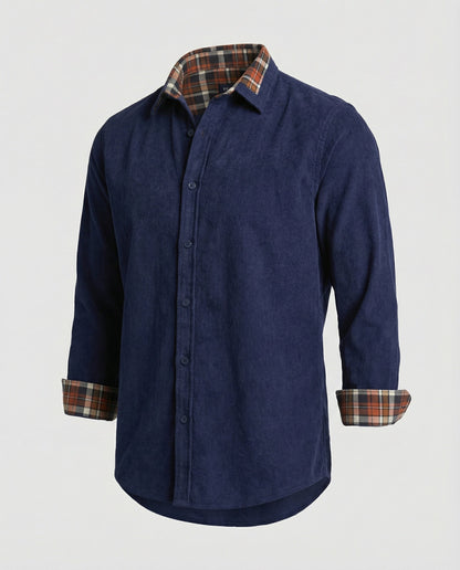 Herren Cordhemd Karomuster Bequem Modern