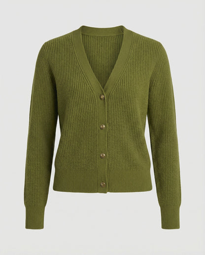 Damen Cardigan V-Ausschnitt Knöpfe Modern