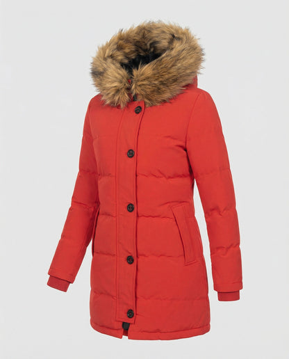 Winterparka Slim Fit Kunstfell Kapuze Damen