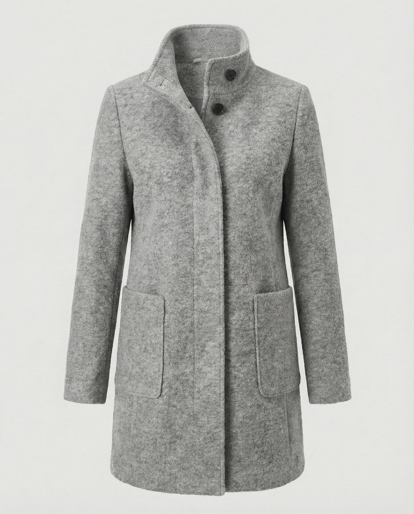 Hochkragenmantel Damen Modern Chic Schwarz
