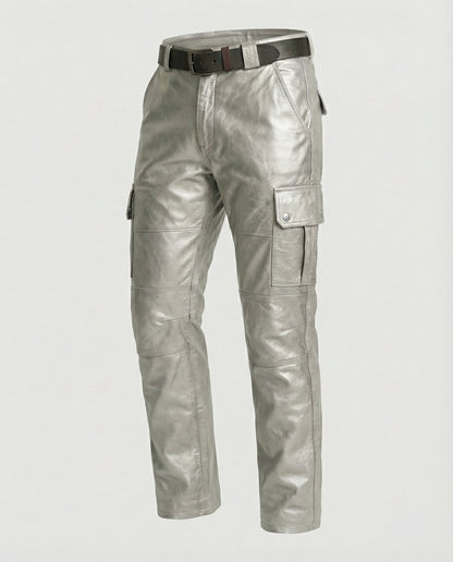 Herren Cargo-Hose Leder Robust Mit vielen Taschen