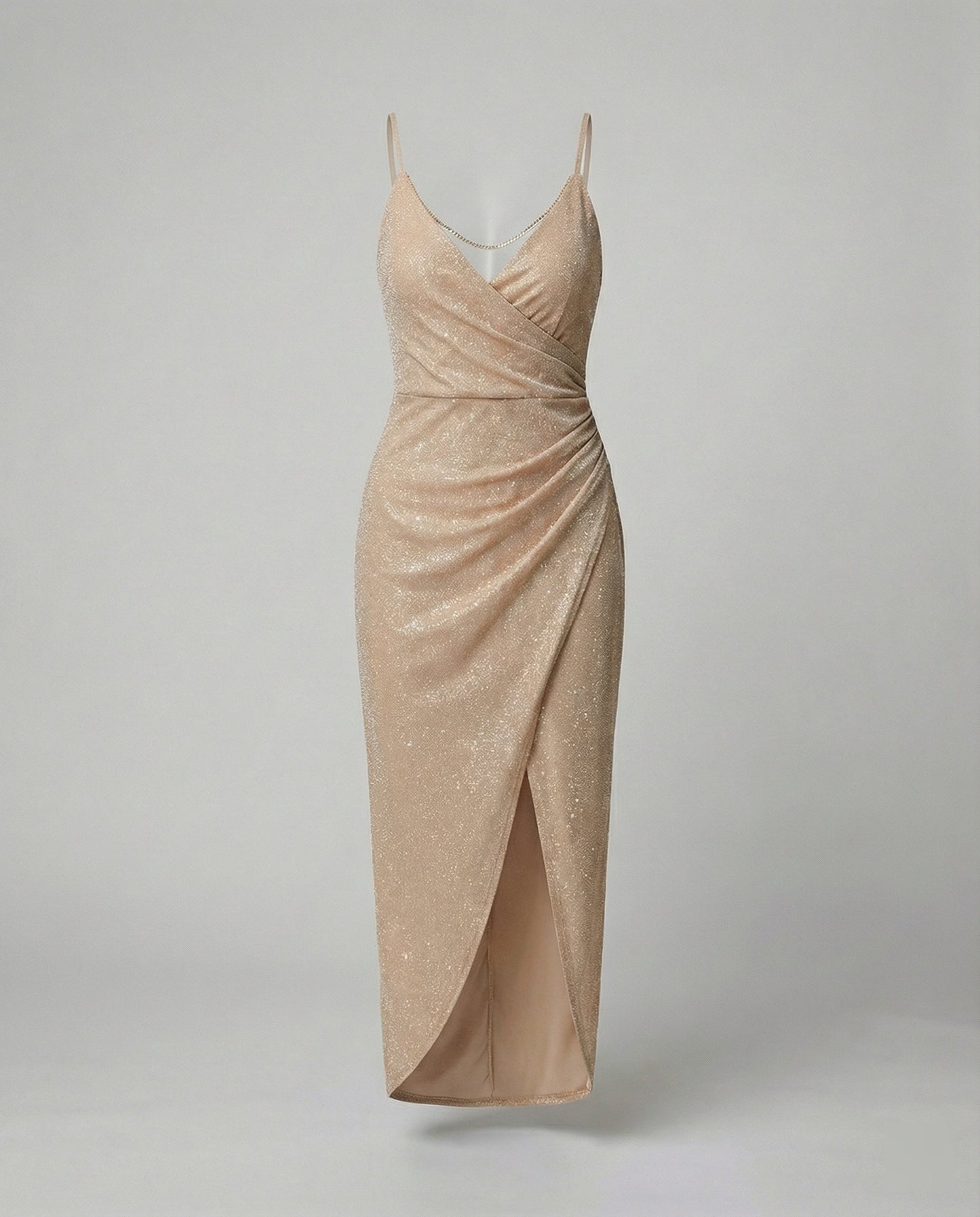 Glamouröses Damen Wickelkleid Hochgeschlitzt Glitzernd
