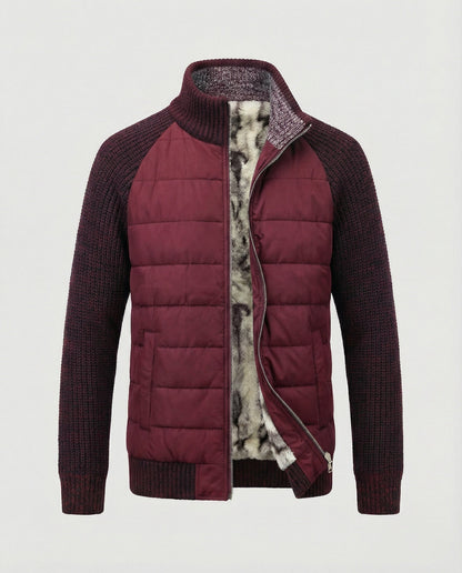 Herren Hybridjacke Kunstleder Schwarz Modern