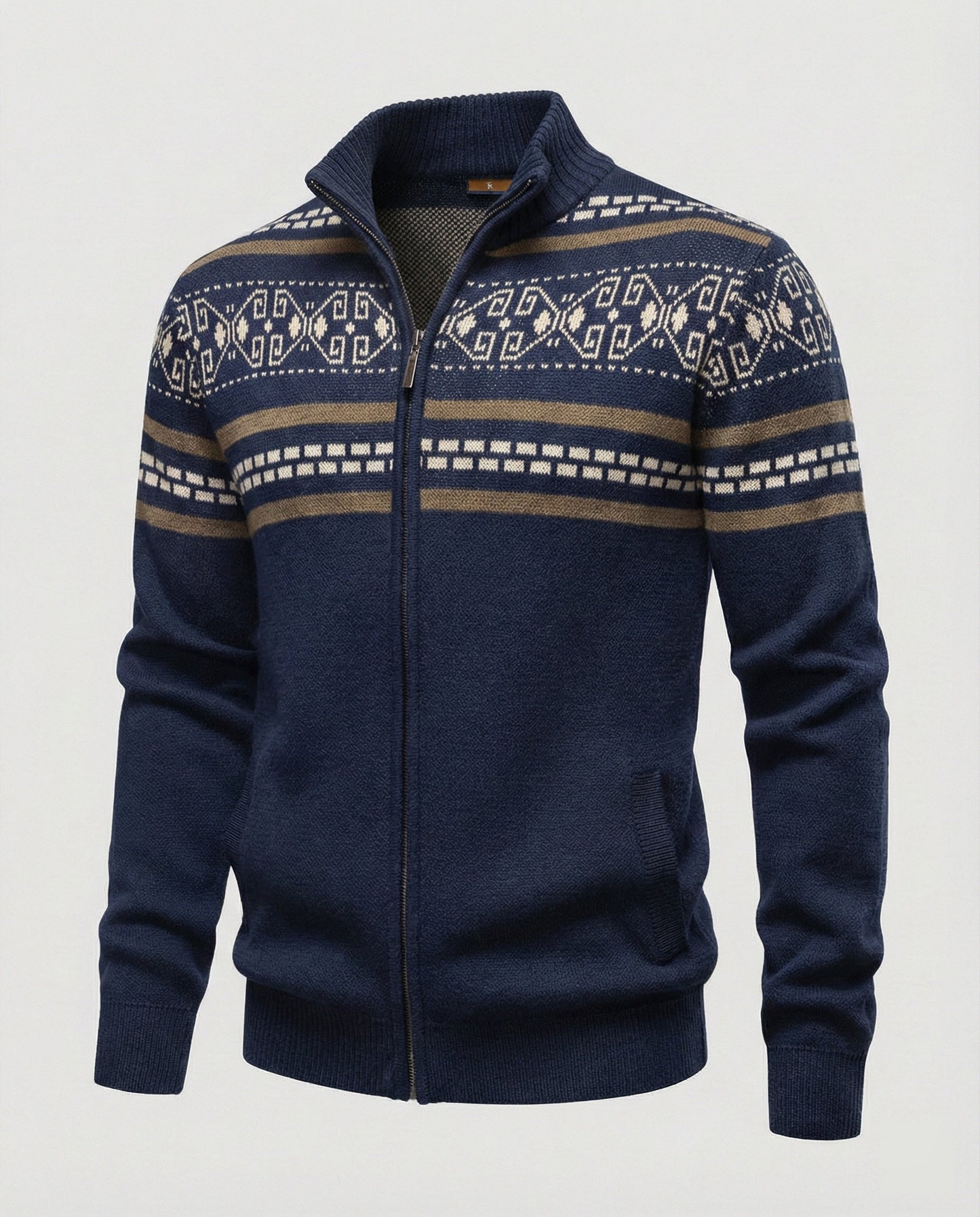 Herren Strickjacke Modern Zipper Muster Stadtchic