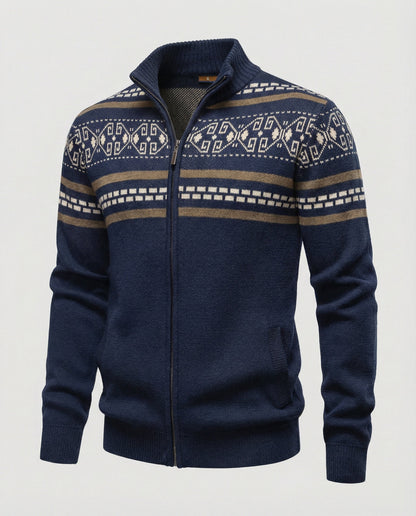 Herren Strickjacke Modern Zipper Muster Stadtchic