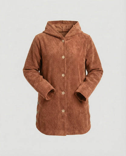 Damen Cordjacke Kapuzenjacke Warm