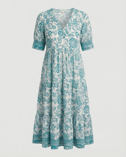 Damen Maxikleid Blumenmuster Sommerkleid Lang