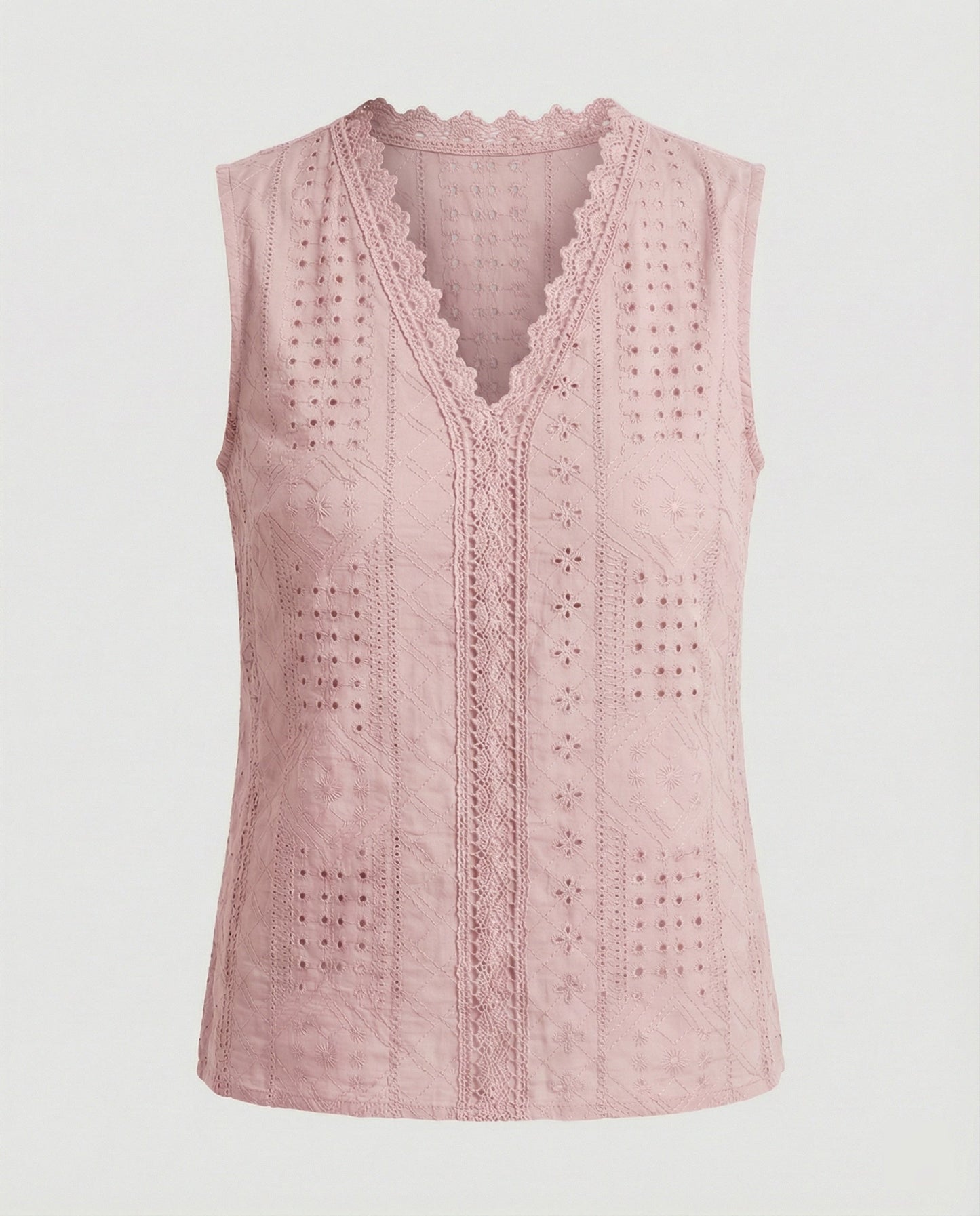 Damen Top Baumwolle Lochstickerei Elegant