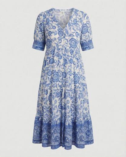 Damen Maxikleid Blumenmuster Sommerkleid Lang