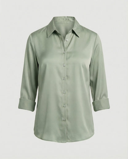 Damenbluse Elegante Baumwollbluse Stehkragen Weiß
