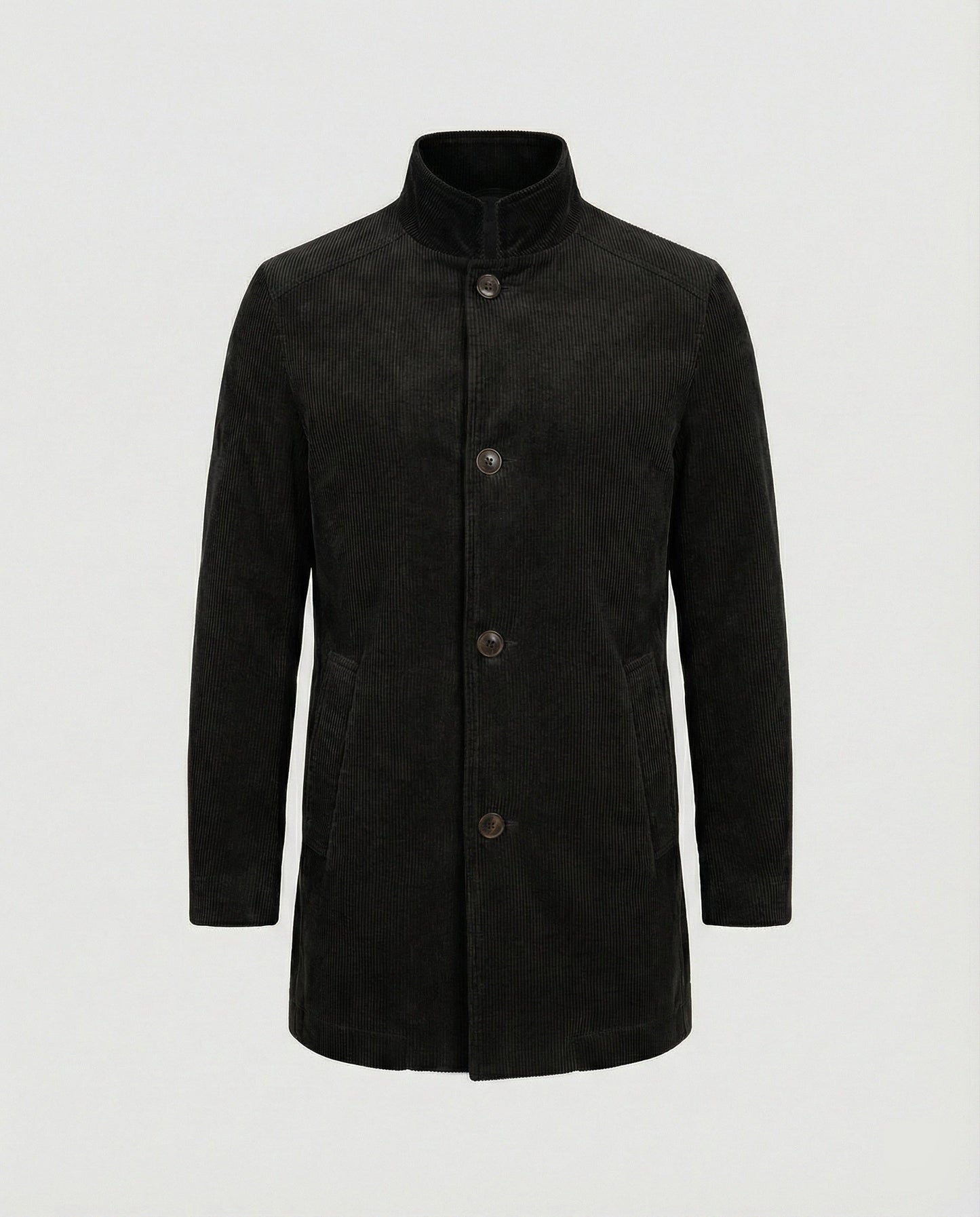 Herren Cordjacke Hochkragen Warm Oliven