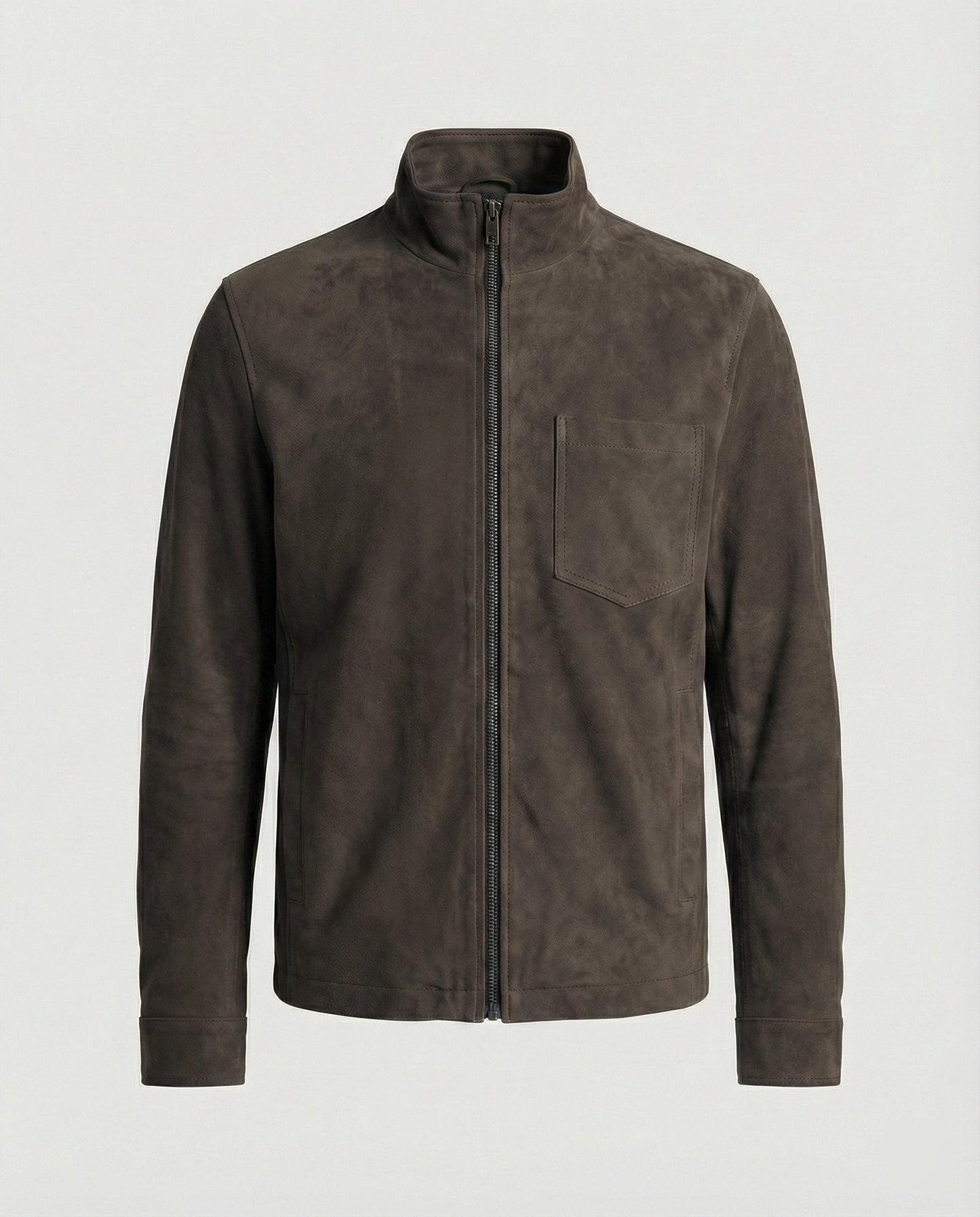 Herren Lederjacke Wildleder Stehkragen Elegant