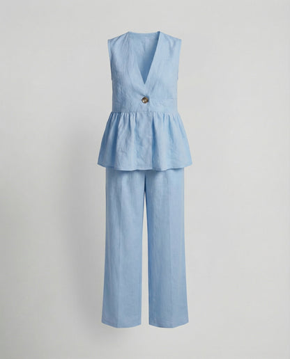 Elegante Damen Leinenhosenanzug Moderner Businesslook