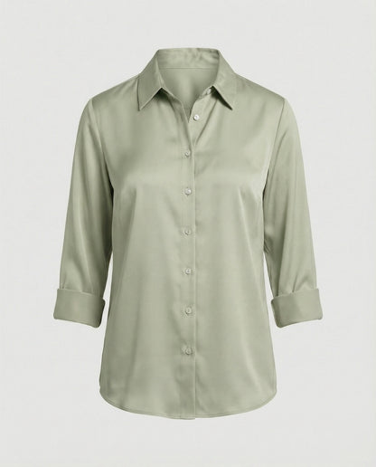 Damenbluse Elegante Baumwollbluse Stehkragen Weiß