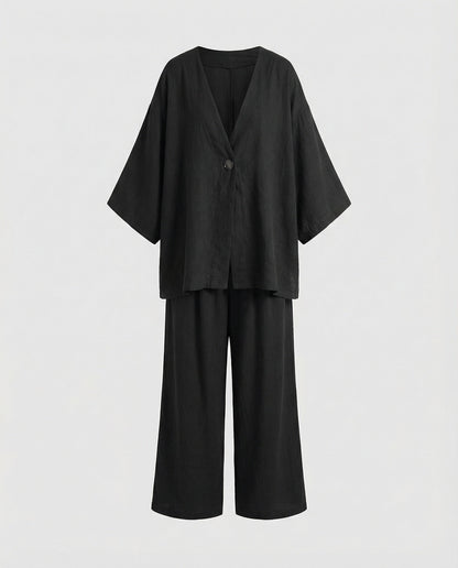 Damen Zweiteiler Oversized Bluse Set Modern