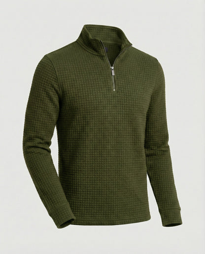 Herren Langarmshirt Modern Stehkragen Reißverschluss Elegant