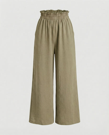 Damen Hosen Weite Bein Culotte Elastisch Bequem