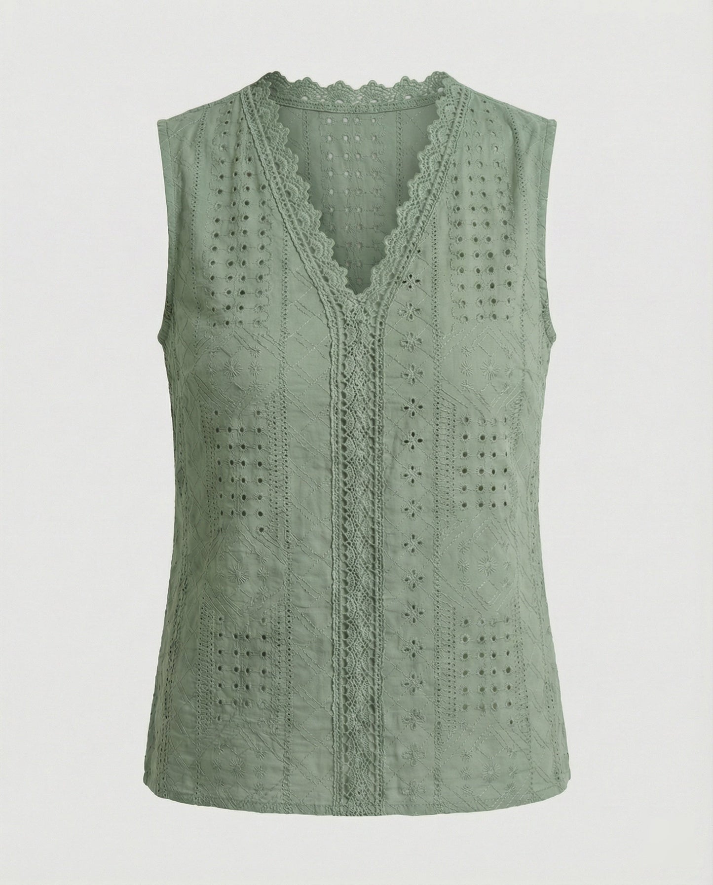 Damen Top Baumwolle Lochstickerei Elegant