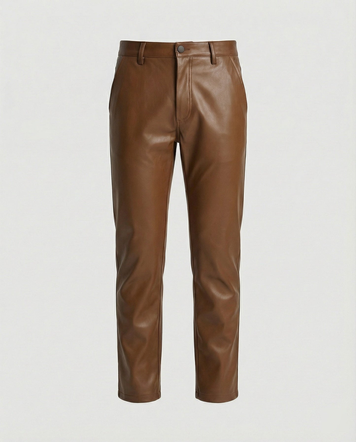 Herren Hose schmale Passform Kunstleder Schwarz