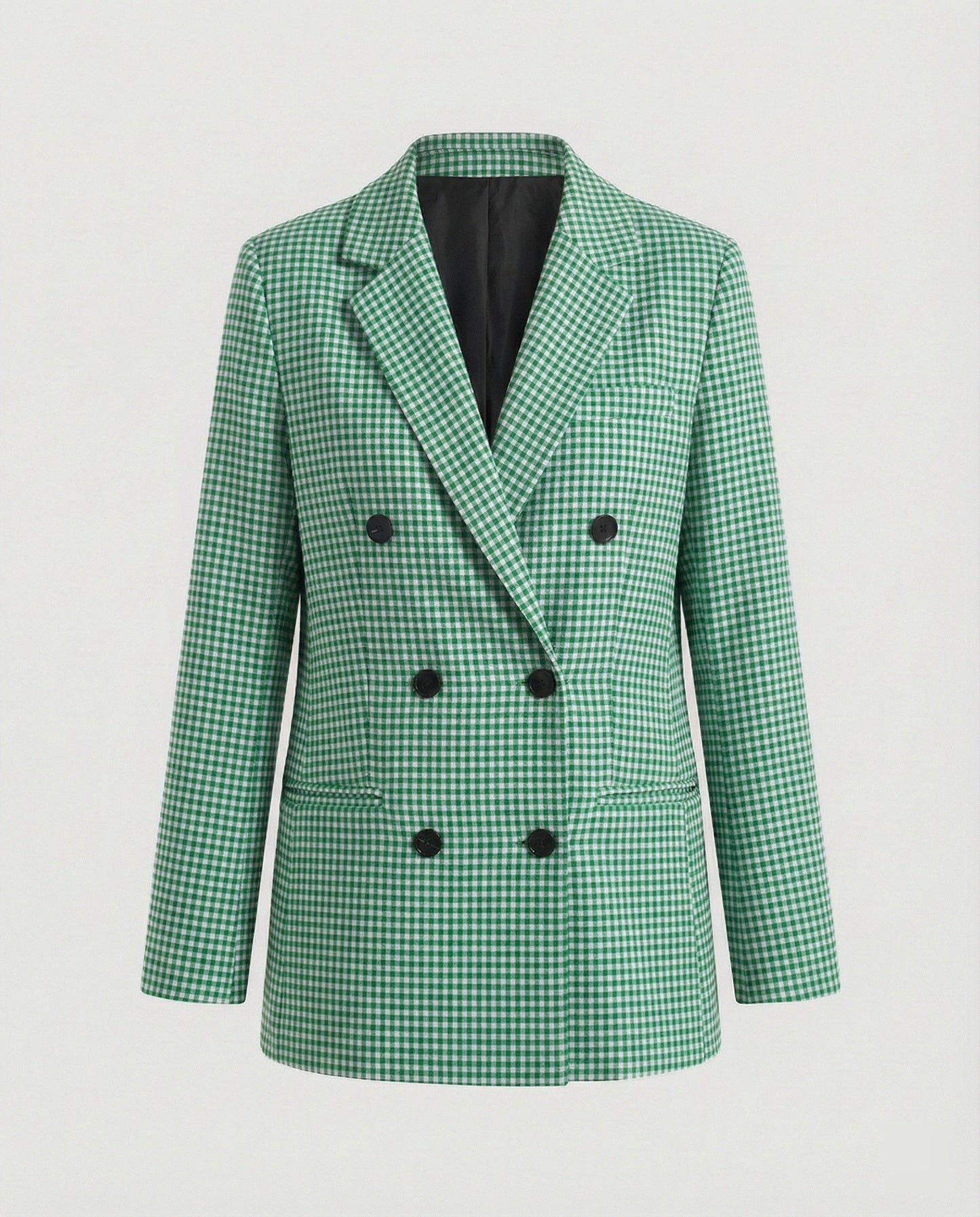Damen Blazerjacke Kariert Doppelknopf Modern