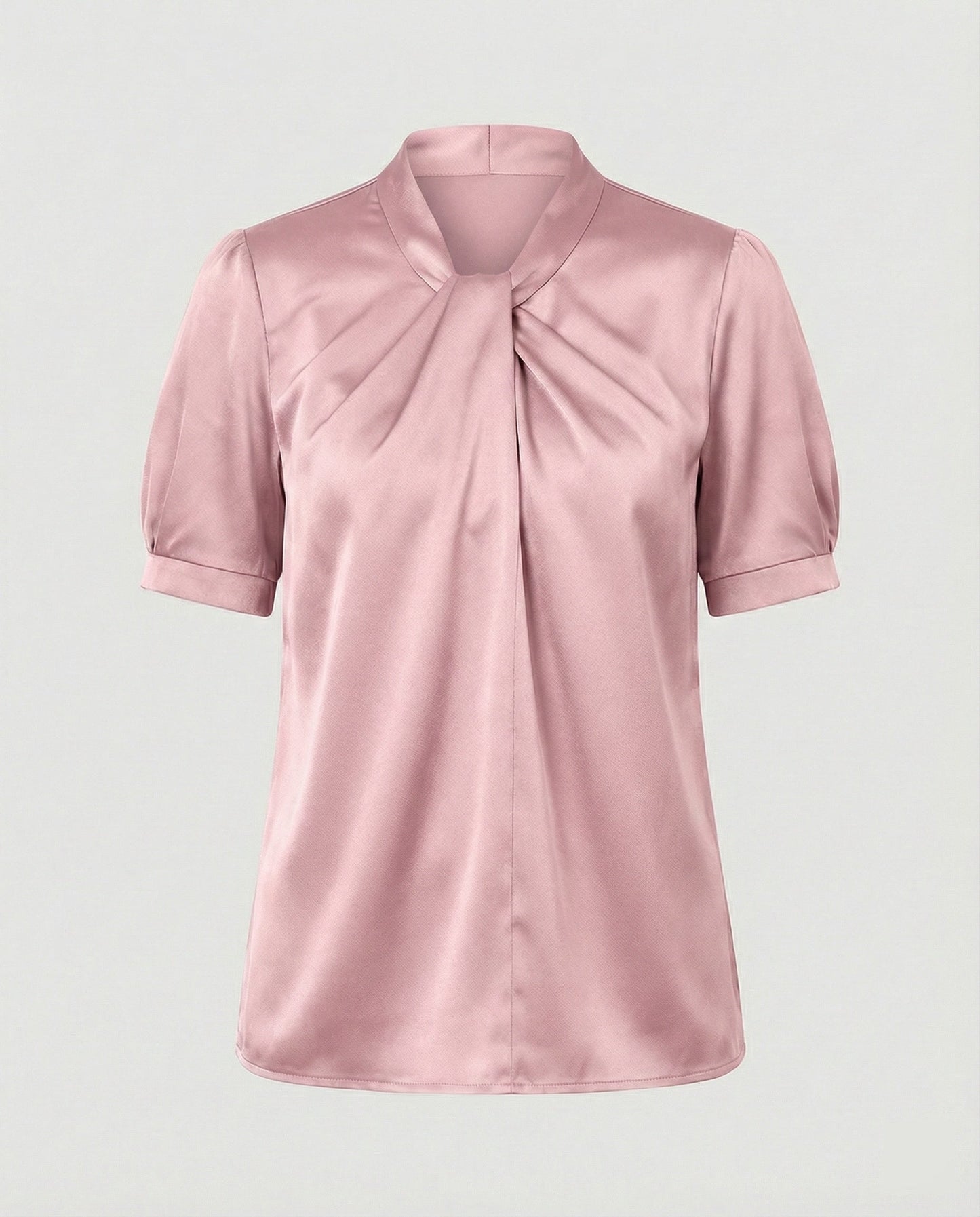 Damen Bluse Top mit Krawattenkragen Elegante Satin