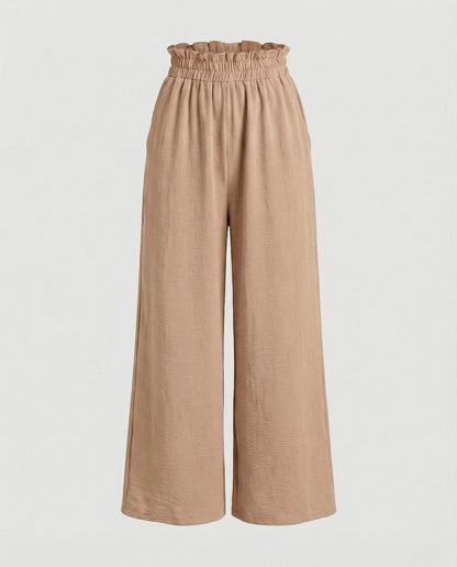 Damen Hosen Weite Bein Culotte Elastisch Bequem