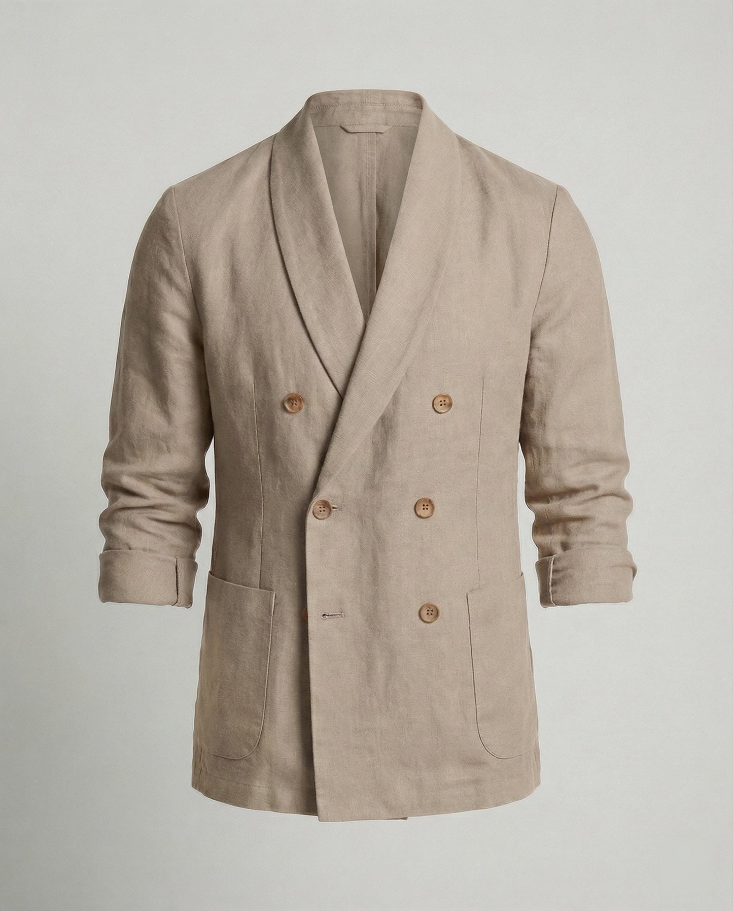 Herren Leinenjacke Leicht Sommerjacke Doppelknopf