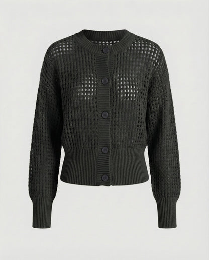 Damen Cardigan Strick Großkaros Luftig Modern