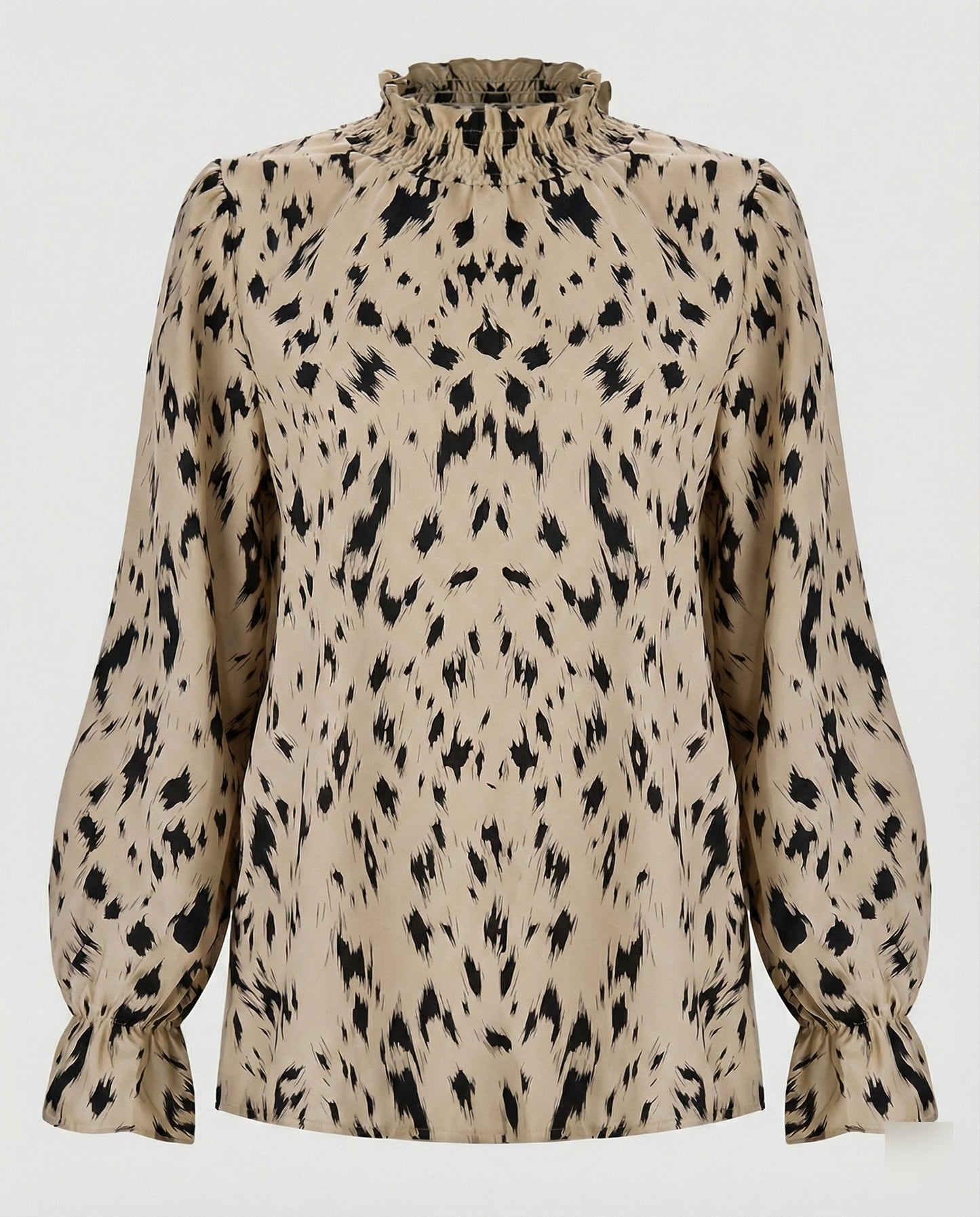 Damenbluse Elegante Tiermuster Bluse Mit Rüschensaum