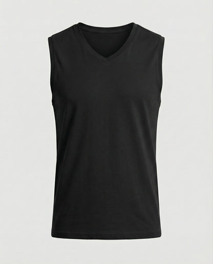 Herren Tanktop Ärmellos Stretch V-Ausschnitt Sportlich