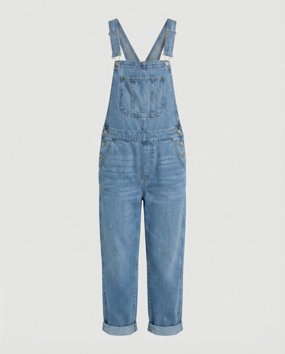 Damen Latzhose Jeans Oversized mit tiefen Taschen