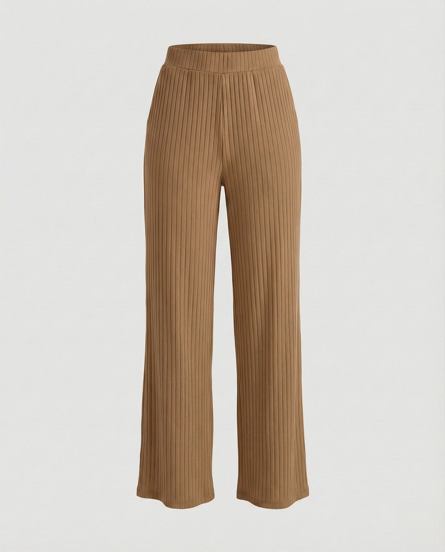 Damen Sommerhose Weit Geschnitten Elegant Mit Rippstruktur