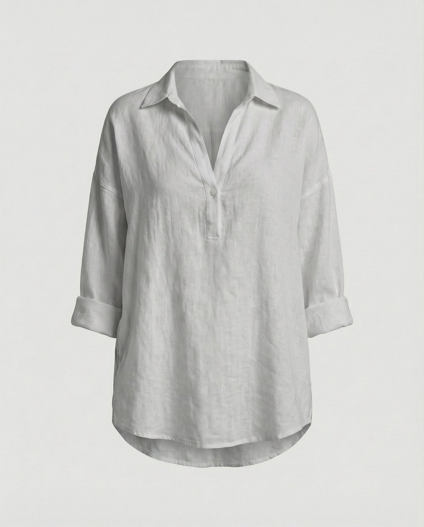 Damen Leinenbluse Elegante Knopfleiste Sommer