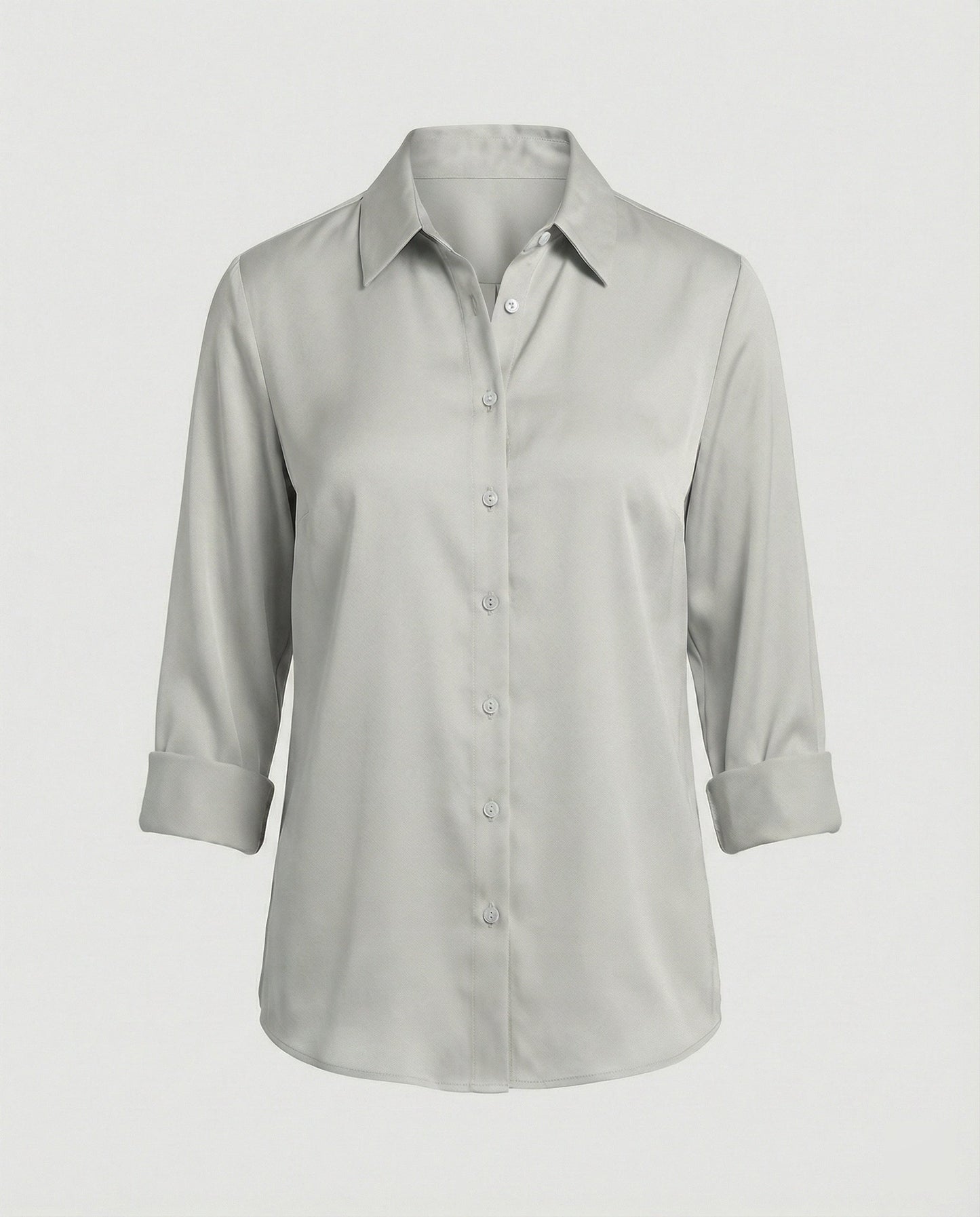 Damenbluse Elegante Baumwollbluse Stehkragen Weiß